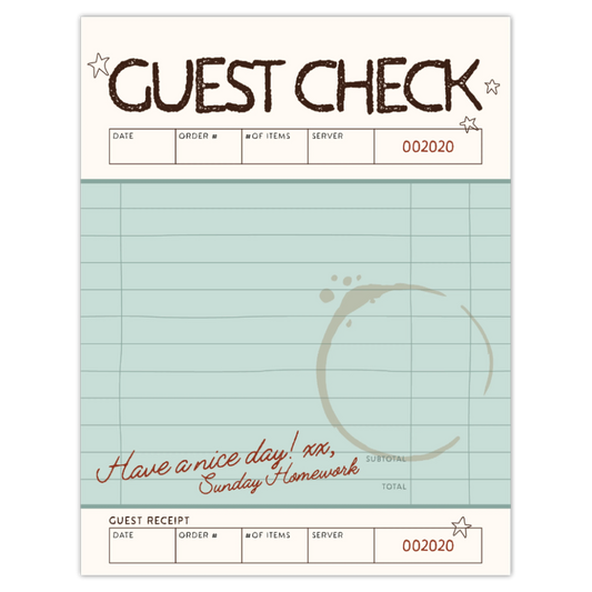 guest check notepad