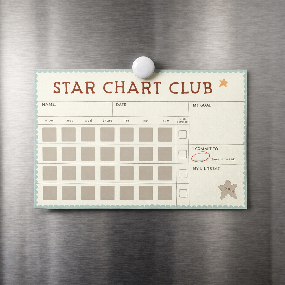 Star chart club on a refrigerator with a magnet