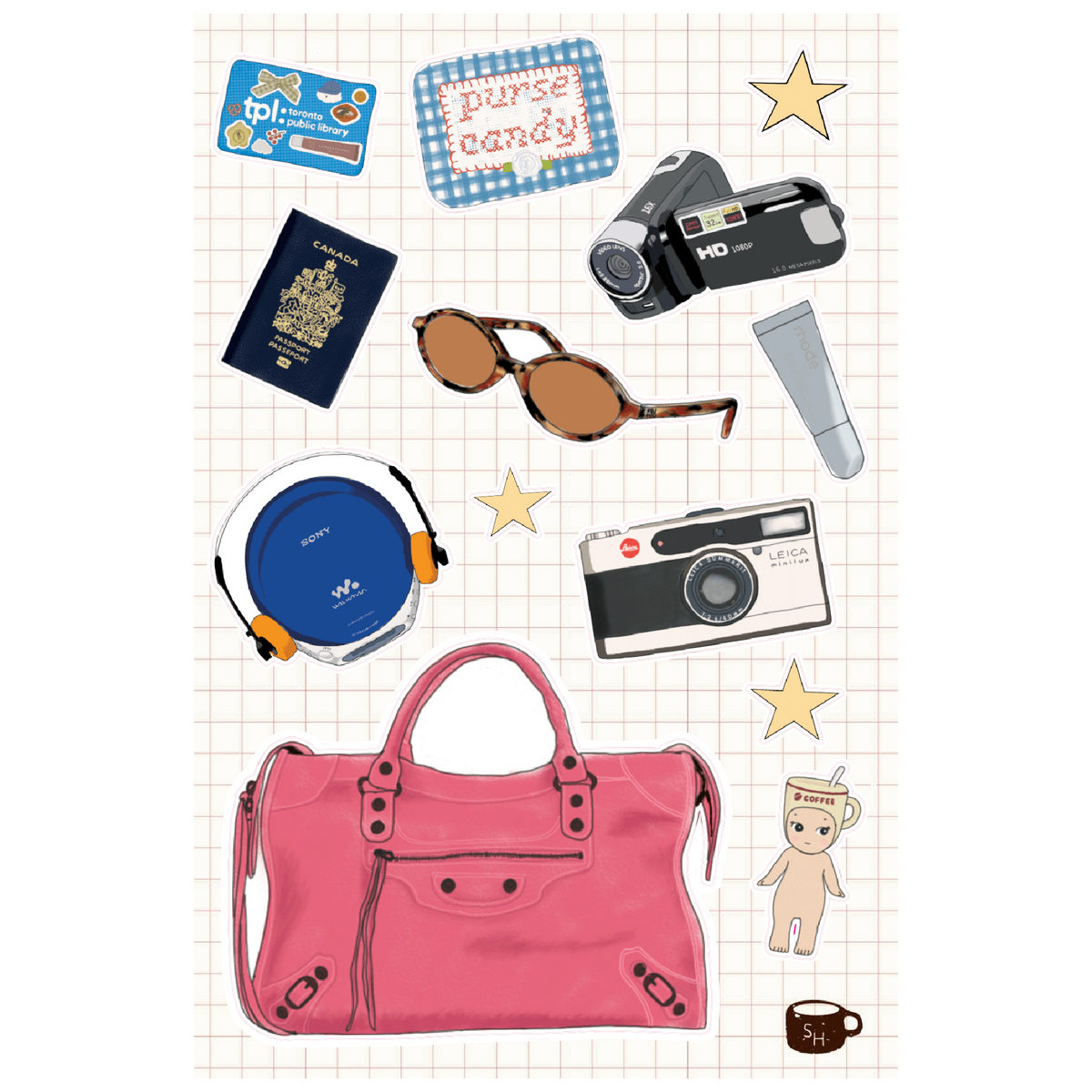 what's in my bag sticker sheet